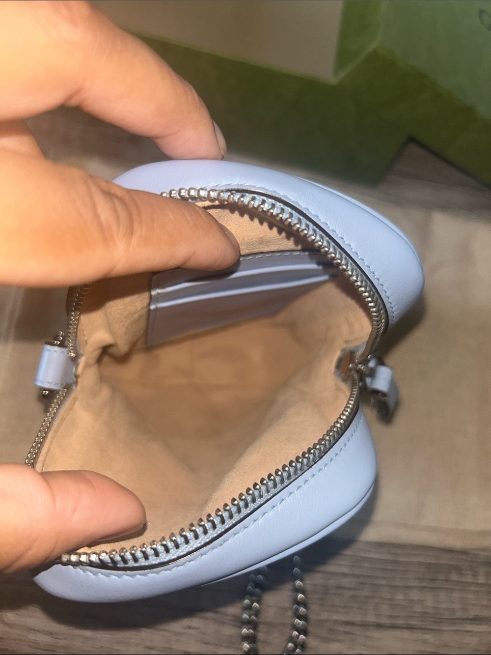 Gucci Light Blue Chevron Mini Marmont Crossbody - Picture 11 of 15